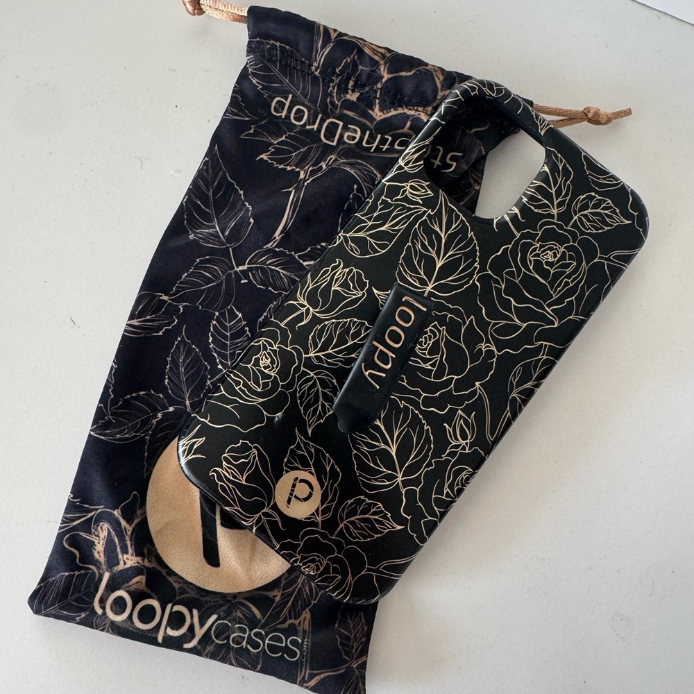 Loopy Cases Black and Gold Floral Phone Case